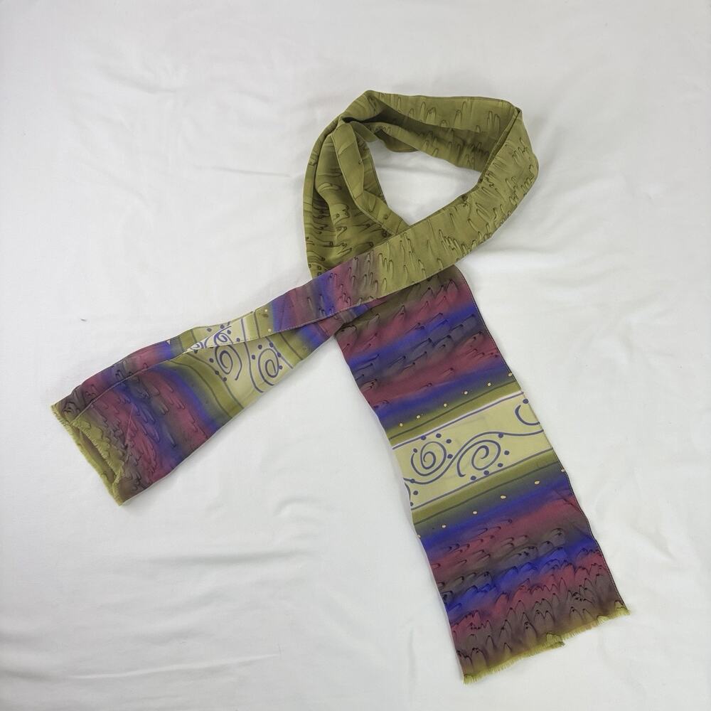 Kriska Signed Silk Rectangular Scarf Dyed Colorful Boho-chic, versatile, stylish